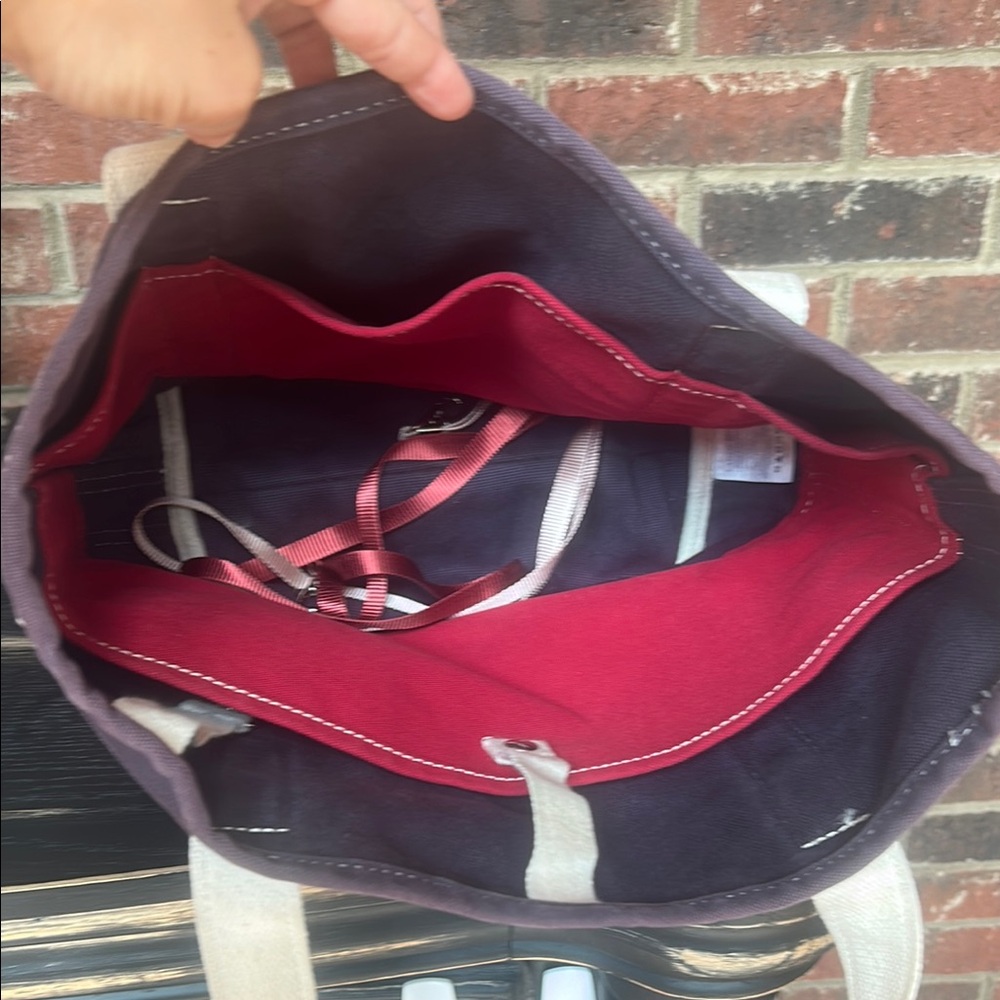 Lands' End Red and Black Tote Bag Durable Canvas - Picture 7 of 13